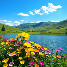 A serene and peaceful outdoor setting that reflects a puzzled mind, featuring a variety of colorful flowers in full bloom