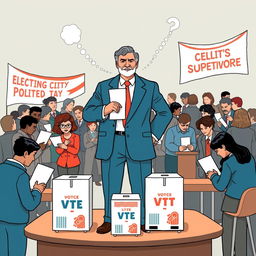 A thought-provoking illustration symbolizing the concept of election supervision in democracy