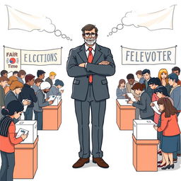 A thought-provoking illustration symbolizing the concept of election supervision in democracy