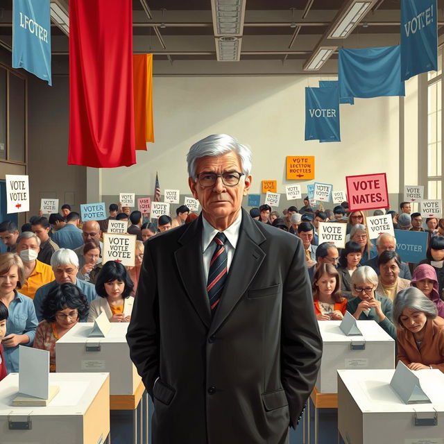 An artistic representation of election supervision in a democratic setting