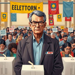 An artistic representation of election supervision in a democratic setting