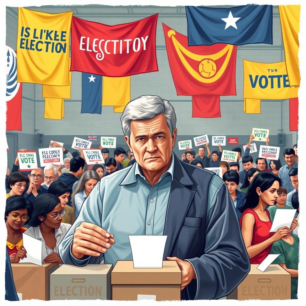 An artistic representation of election supervision in a democratic setting