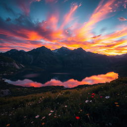 A visually stunning cinematic scene featuring a dramatic landscape