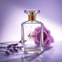 A sophisticated and elegant perfume bottle design for the brand '4pm'