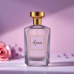 A sophisticated and elegant perfume bottle design for the brand '4pm'