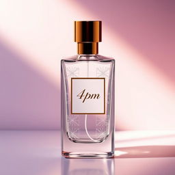 A sophisticated and elegant perfume bottle design for the brand '4pm'