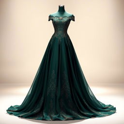A stunning fashion design featuring an elegant evening gown