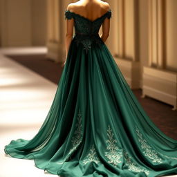 A stunning fashion design featuring an elegant evening gown