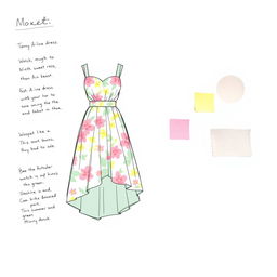 A concept sketch of a fashion design for a trendy summer dress