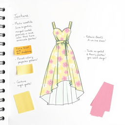 A concept sketch of a fashion design for a trendy summer dress