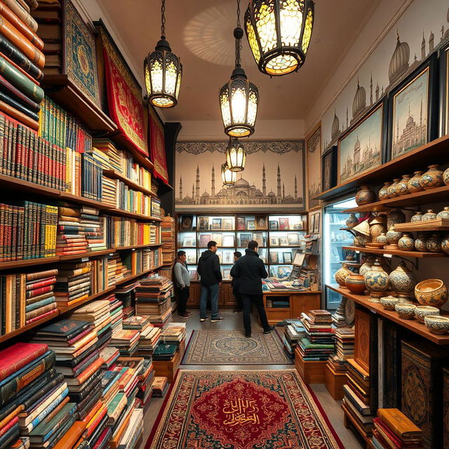 A vibrant and colorful Islamic store filled with traditional items