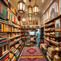 A vibrant and colorful Islamic store filled with traditional items