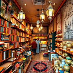 A vibrant and colorful Islamic store filled with traditional items