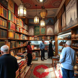 A vibrant and colorful Islamic store filled with traditional items