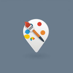 A creative and modern location icon for a paint store