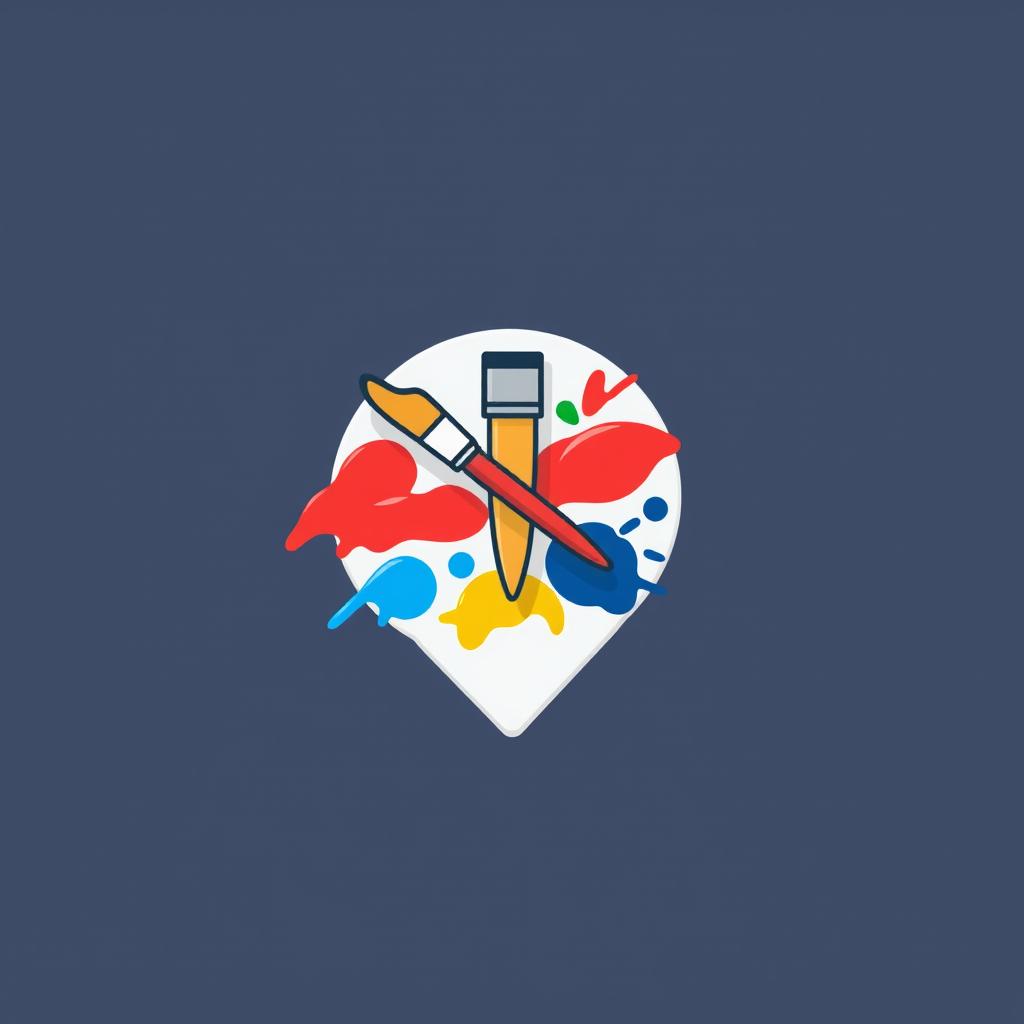 A creative and modern location icon for a paint store
