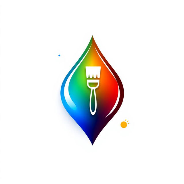 An artistic location icon for a paint store, featuring a pin shape that resembles a paint drop