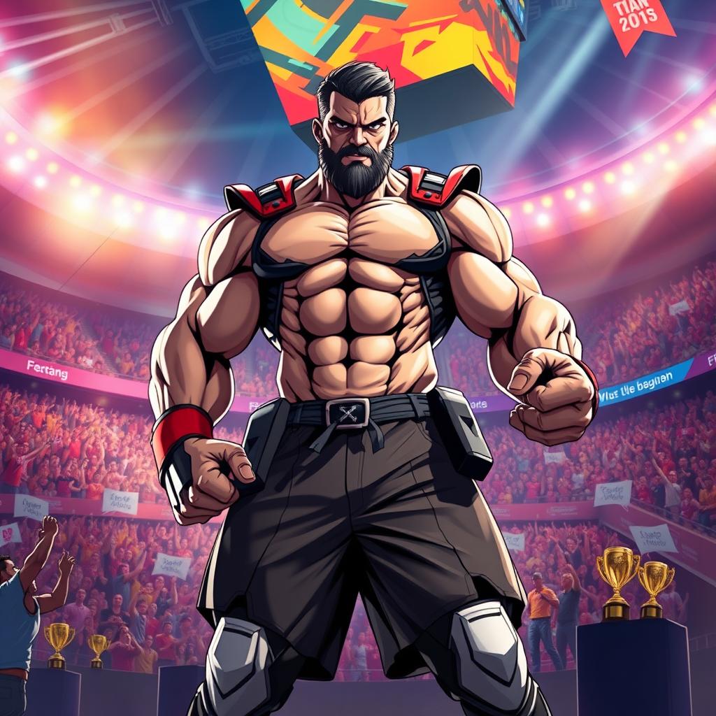 A stunning digital illustration of a powerful, muscular figure that embodies the essence of a sports titan