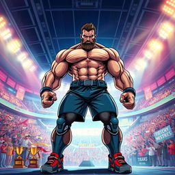 A stunning digital illustration of a powerful, muscular figure that embodies the essence of a sports titan