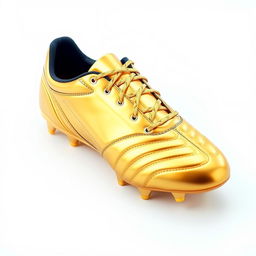 A stunning golden football shoe designed for a sports shoe online shop, showcasing its sleek and modern design