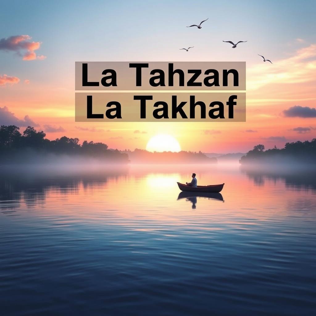 A serene landscape depicting the essence of the phrases 'La Tahzan' (Do not be sad) and 'La Takhaf' (Do not fear)