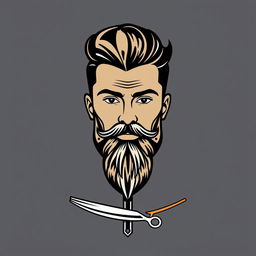 A creative and stylish logo featuring the face of a male barber with a well-groomed beard and stylish hairstyle
