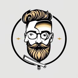 A creative and stylish logo featuring the face of a male barber with a well-groomed beard and stylish hairstyle