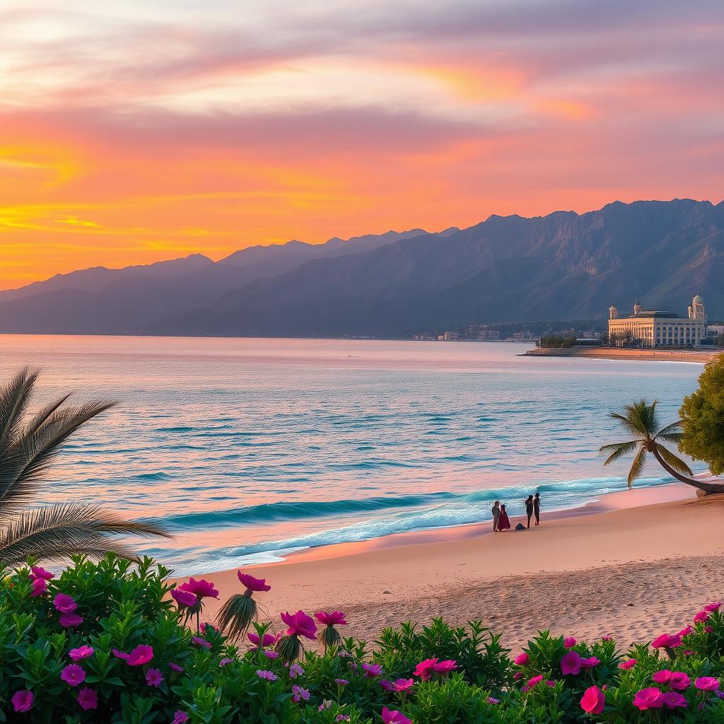 A picturesque scene of the Persian Gulf embraced by the beautiful coastline of Iran