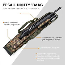 A versatile gun transport bag designed with practicality in mind, featuring extra compartments for accessories such as ammunition, cleaning gear, and personal items