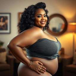 A stunning portrait of a confident, voluptuous BBW woman, exuding body positivity and self-love