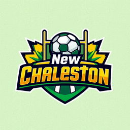 A vibrant and dynamic football logo featuring the name 'New Chaleston'