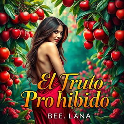 A captivating book cover for an erotic romance titled 'El Fruto Prohibido'