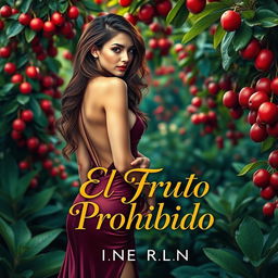 A captivating book cover for an erotic romance titled 'El Fruto Prohibido'