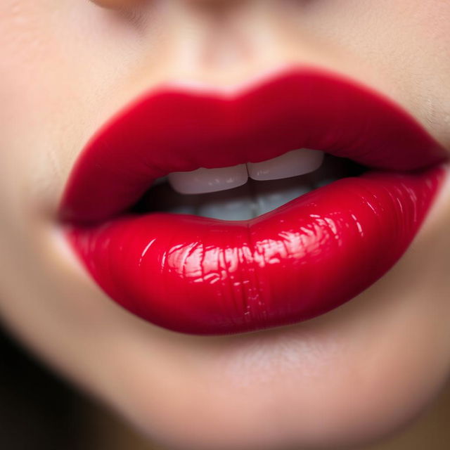 A close-up of a pair of full, luscious lips, slightly parted to suggest a sense of intrigue and allure