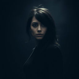 A woman with a scared heart and a puzzled mind standing in a peaceful, serene environment