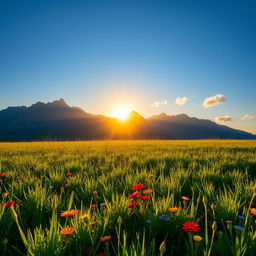 A high-resolution, sharp image, showcasing a vibrant landscape during golden hour