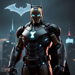 A powerful depiction of Iron Man reimagined as a tech-savvy, armored Batman