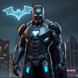 A powerful depiction of Iron Man reimagined as a tech-savvy, armored Batman