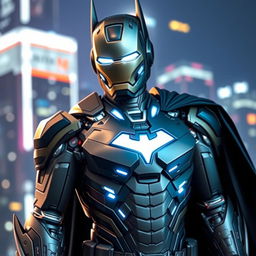 A futuristic version of Iron Man reimagined as a tech-savvy, armored Batman