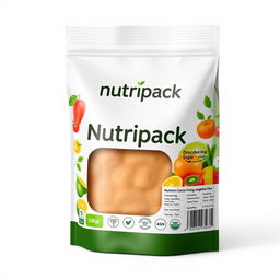 A sleek and modern food packaging design featuring the 'Nutripack' logo
