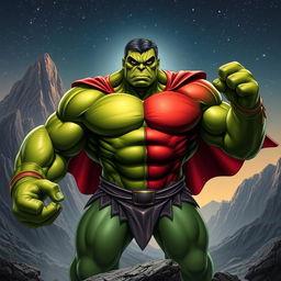 A powerful transformation of the Hulk depicted as the mighty and thoughtful Martian Manhunter