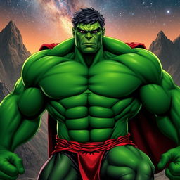 A powerful transformation of the Hulk depicted as the mighty and thoughtful Martian Manhunter