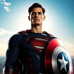 A striking reinterpretation of Captain America as the noble and unshakable Superman
