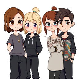 Four cartoon-style characters: 1