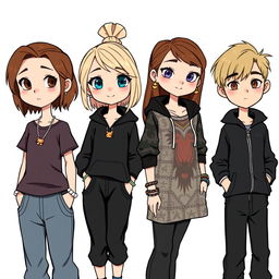 Four cartoon-style characters: 1