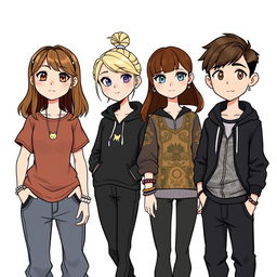 Four cartoon-style characters: 1
