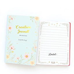 A beautifully designed A5 size creative writing book, featuring an elegant cover with intricate floral patterns and whimsical illustrations