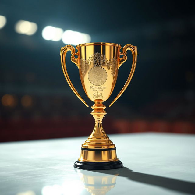 A highly detailed and professional digital artwork of a trophy, prominently featured and highlighted