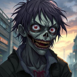 A detailed and accurate depiction of a cannibalistic anime zombie with a human-like appearance
