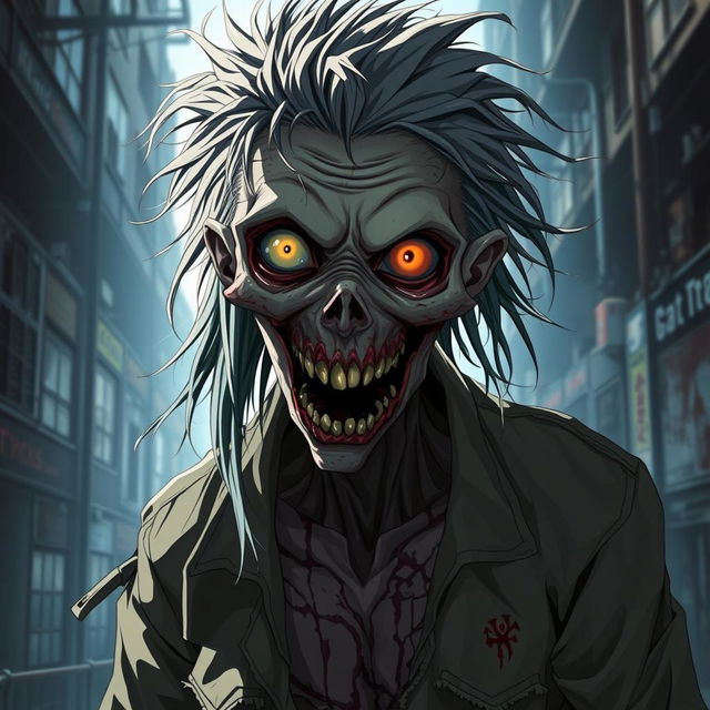 A highly detailed and accurate representation of a cannibalistic anime zombie with a human-like appearance